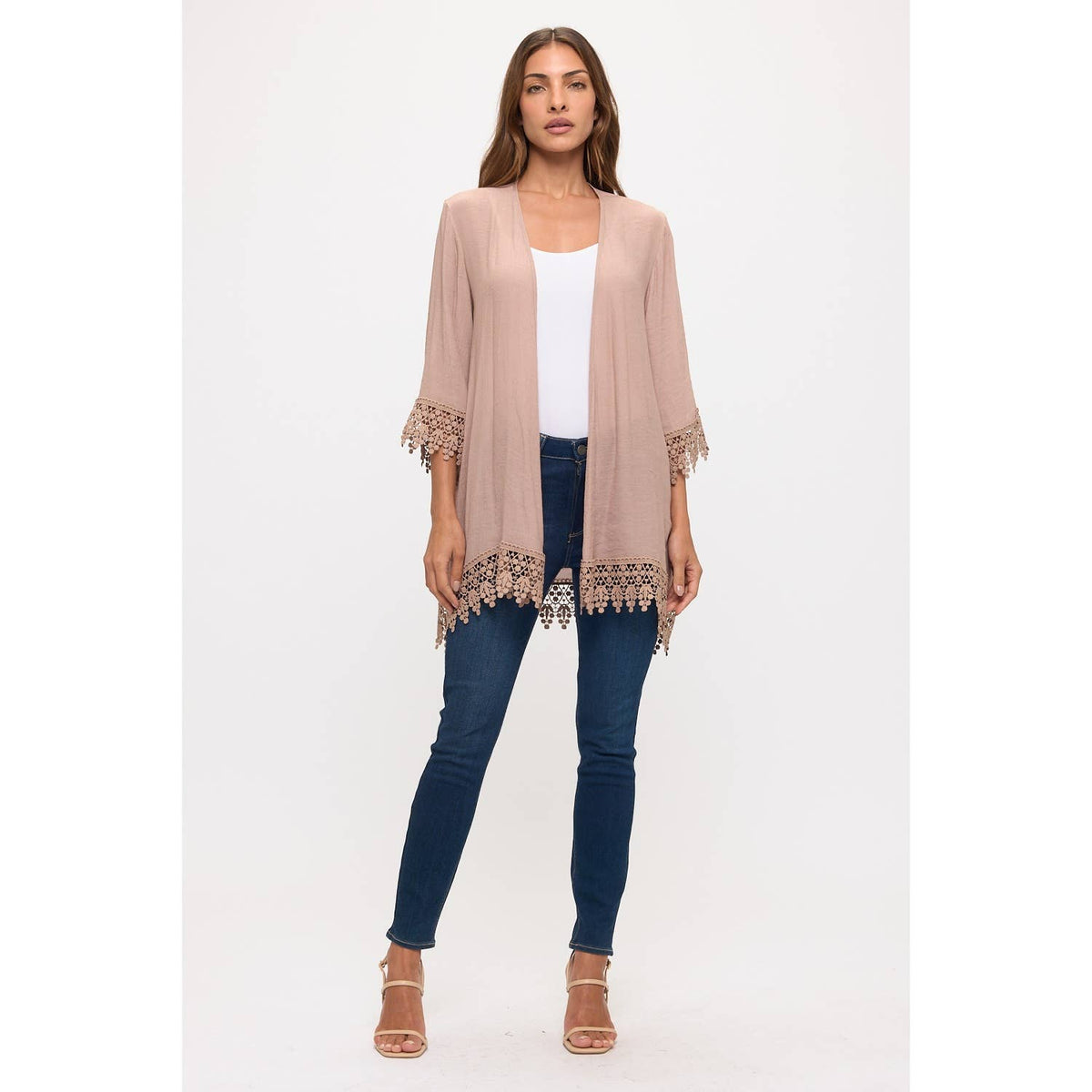 CROCHET LACE OPEN FRONT KIMONO