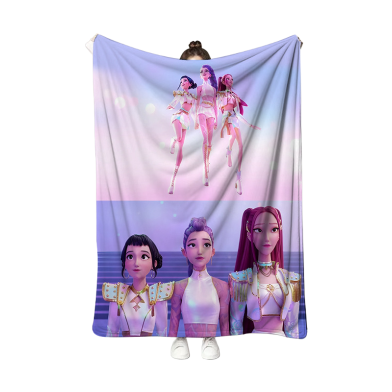 Kpop Demon Hunters Plush Throw Blanket, Flannel Nap Blanket for Sofa or Bed