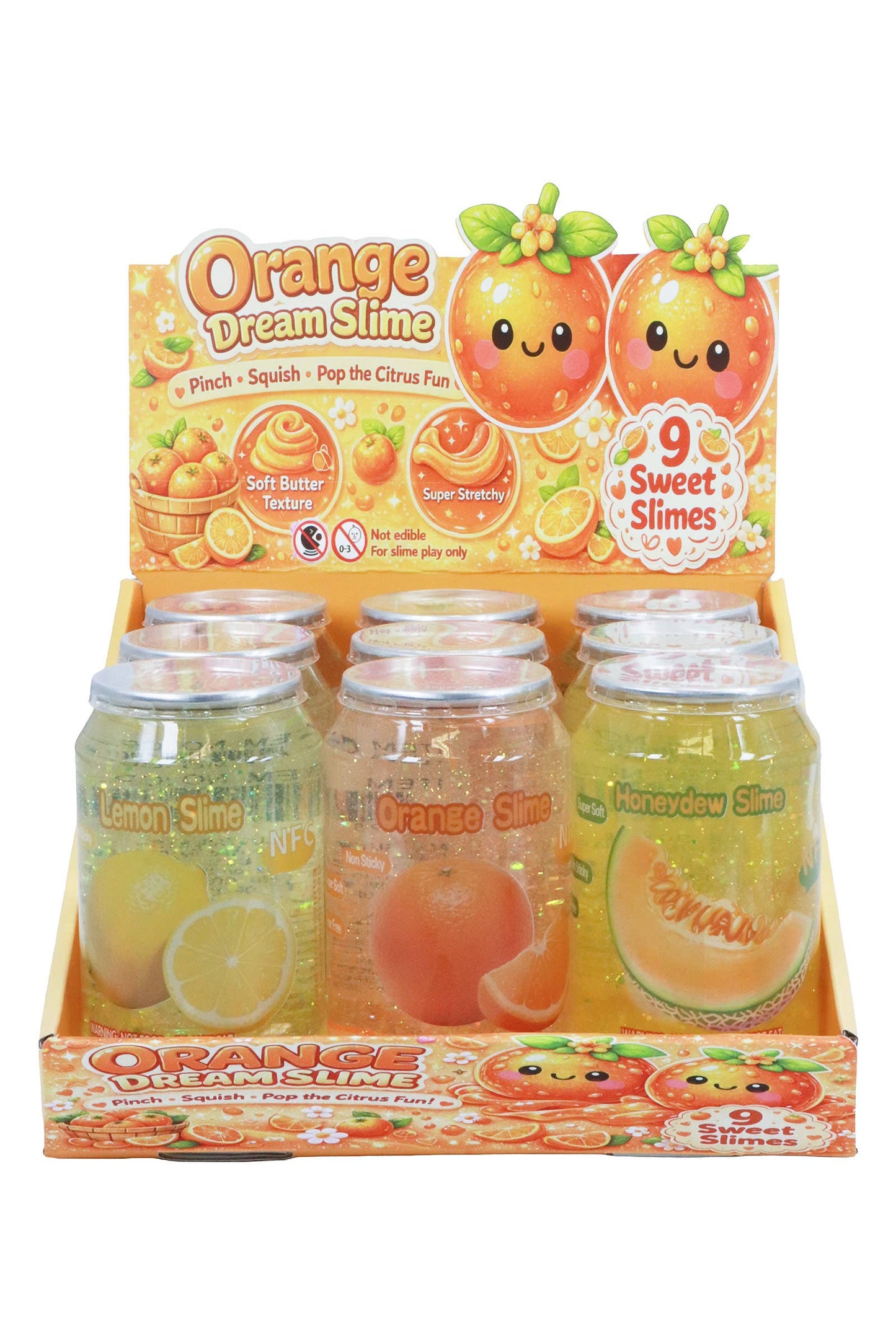 Sparkling Yellow Citrus Melon Fruit Soda Can Glitter Slime EST Arrival Mid Aug