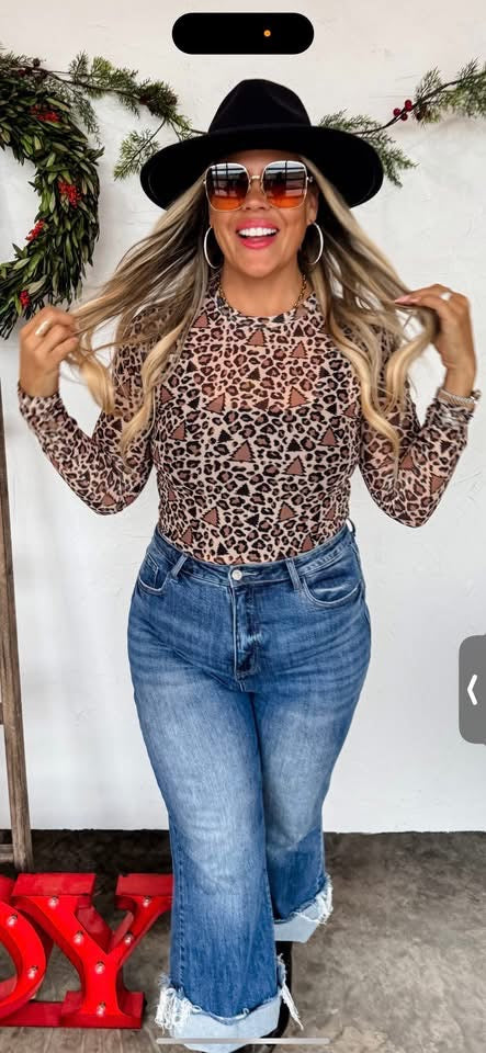 Blakeley Cheetah Tree Sheer Top