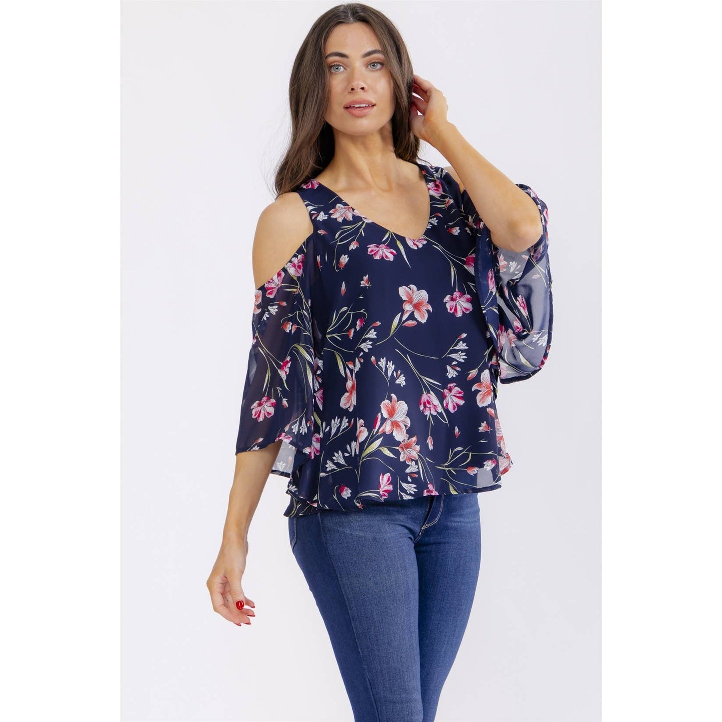 FLORAL COLD SHOULDER TOP