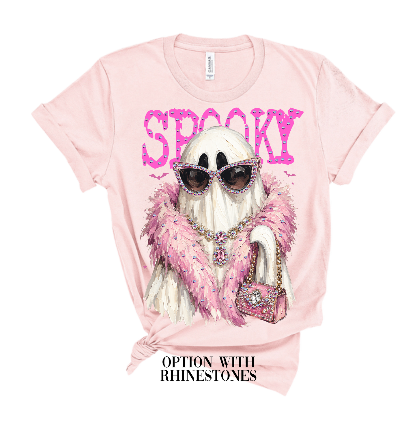 Spooky Ghost Blingy Rhinestone Graphic Tee
