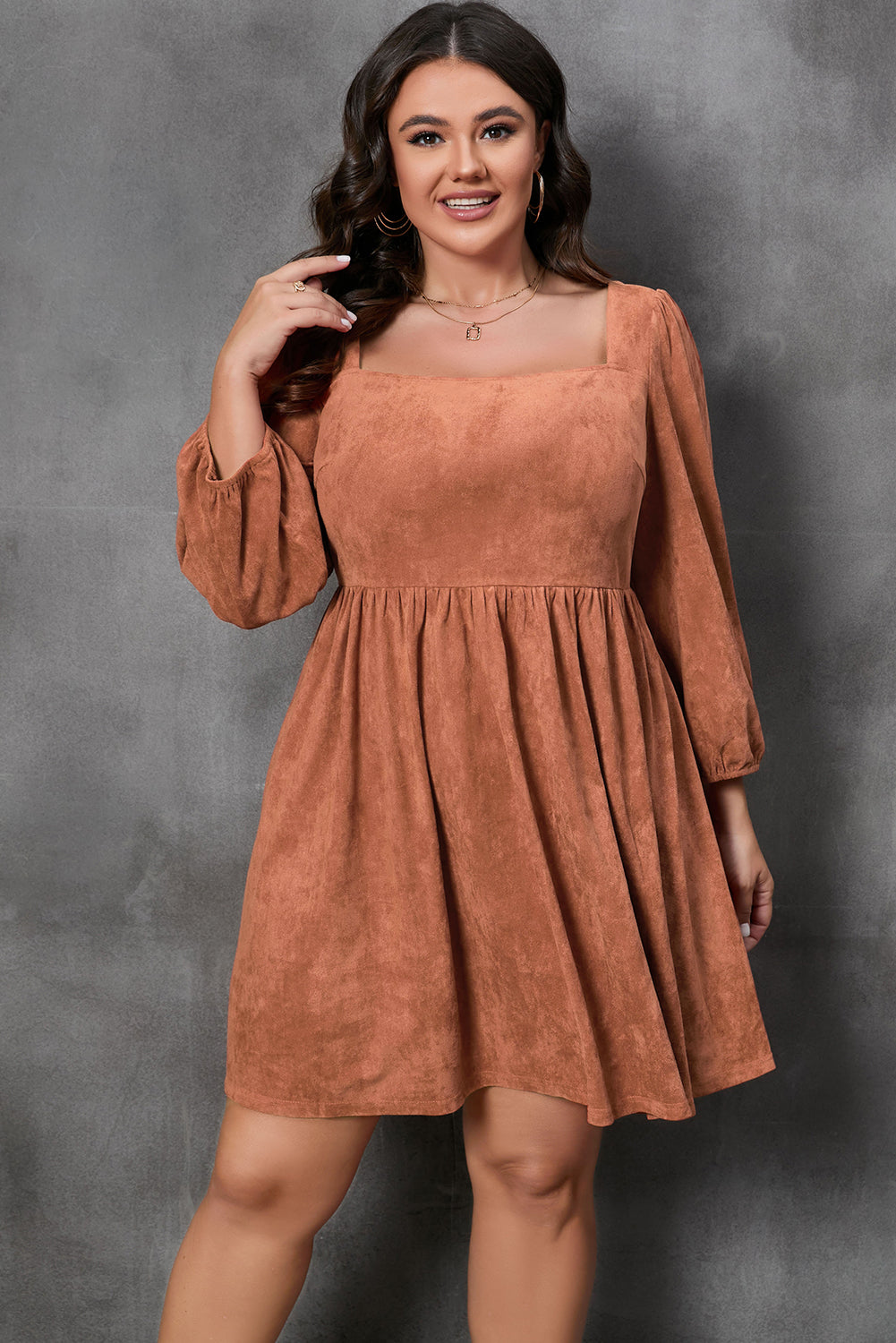 Chestnut Square Neck LS Dress