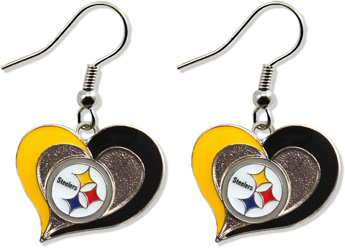 NFL Pittsburgh Steelers Swirl Heart Earrings