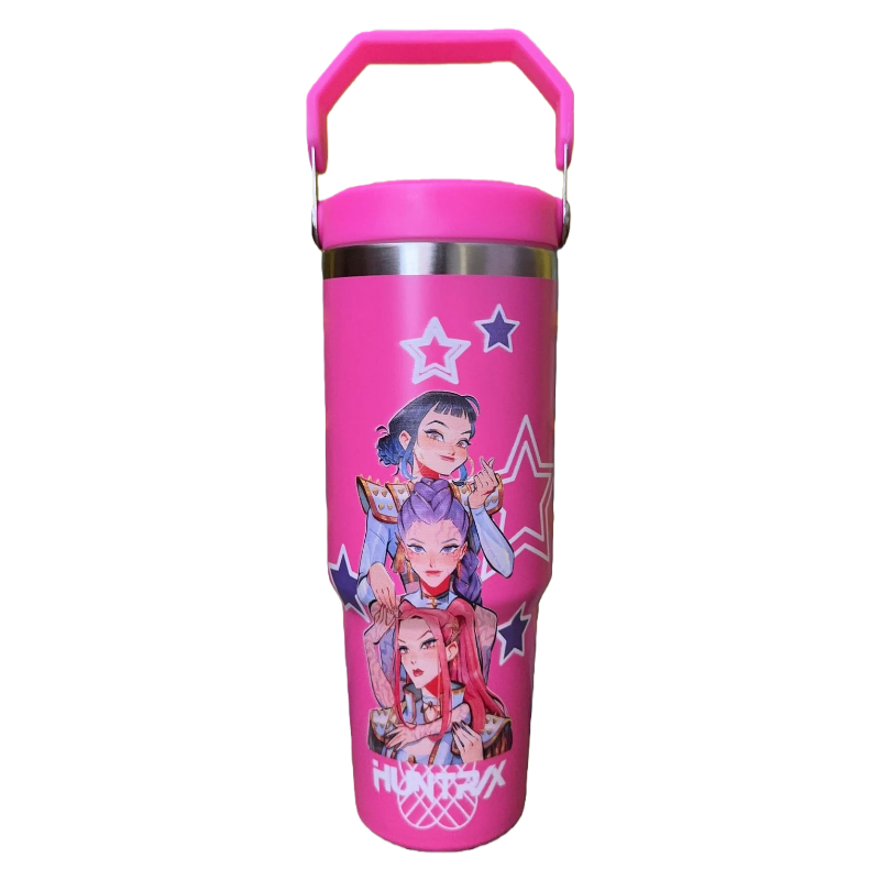 K-Pop Demon Hunters 30oz Stainless Steel Vacuum Tumbler with Handle and Straw, Insulated Car Mug Merch