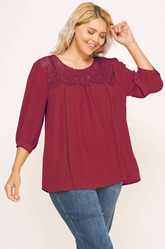CURVY BLOUSE APPLIQUE YOKE