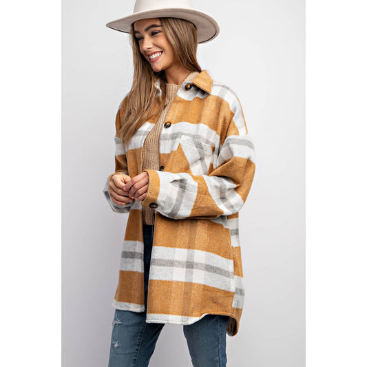 MUSTARD PLAID SHACKET