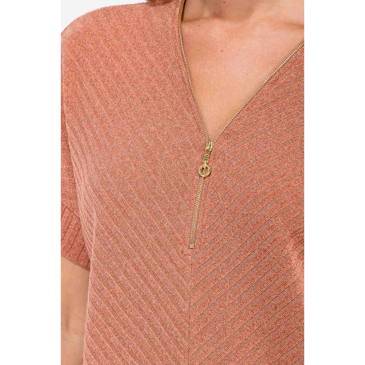 MIRU RIB O-RING PULLY ZIPPER SWEATER DOLMAN
