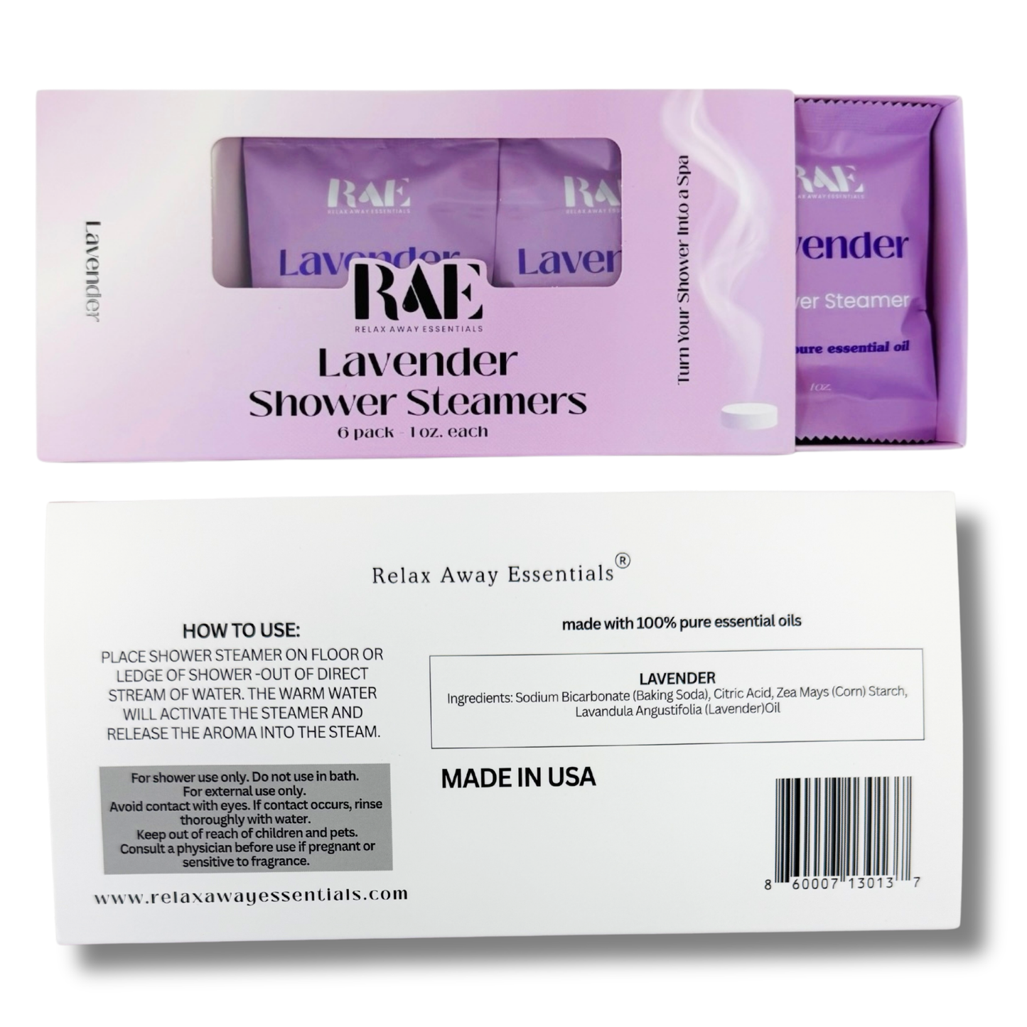 Lavender Shower Steamers 6 Pack - Made in USA - Spa Tablets