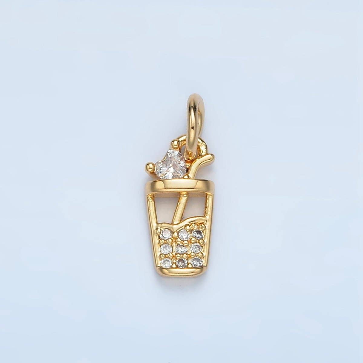 24K Gold Filled Micro Paved CZ Iced Drink Charm | E914