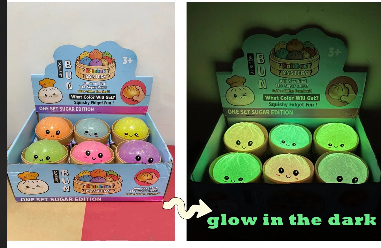 Pre-Order:Glow In The Dark Glitter Dumpling Squishy