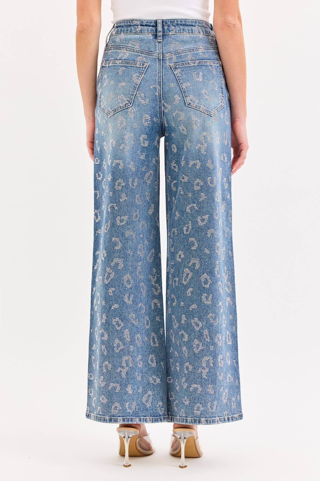 High Rise Wide Leg with All Over Rhinestones
