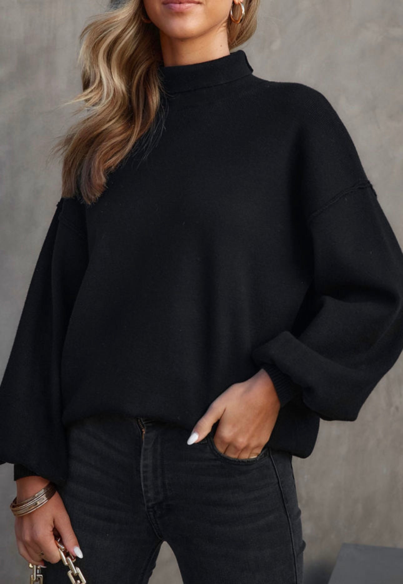 Black mock Neck Top