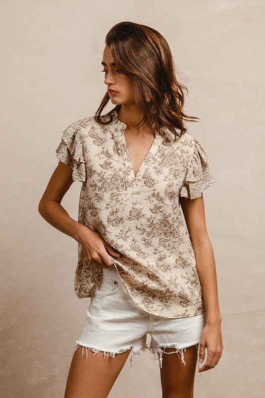 Rhea Ruffle Sleeve Top
