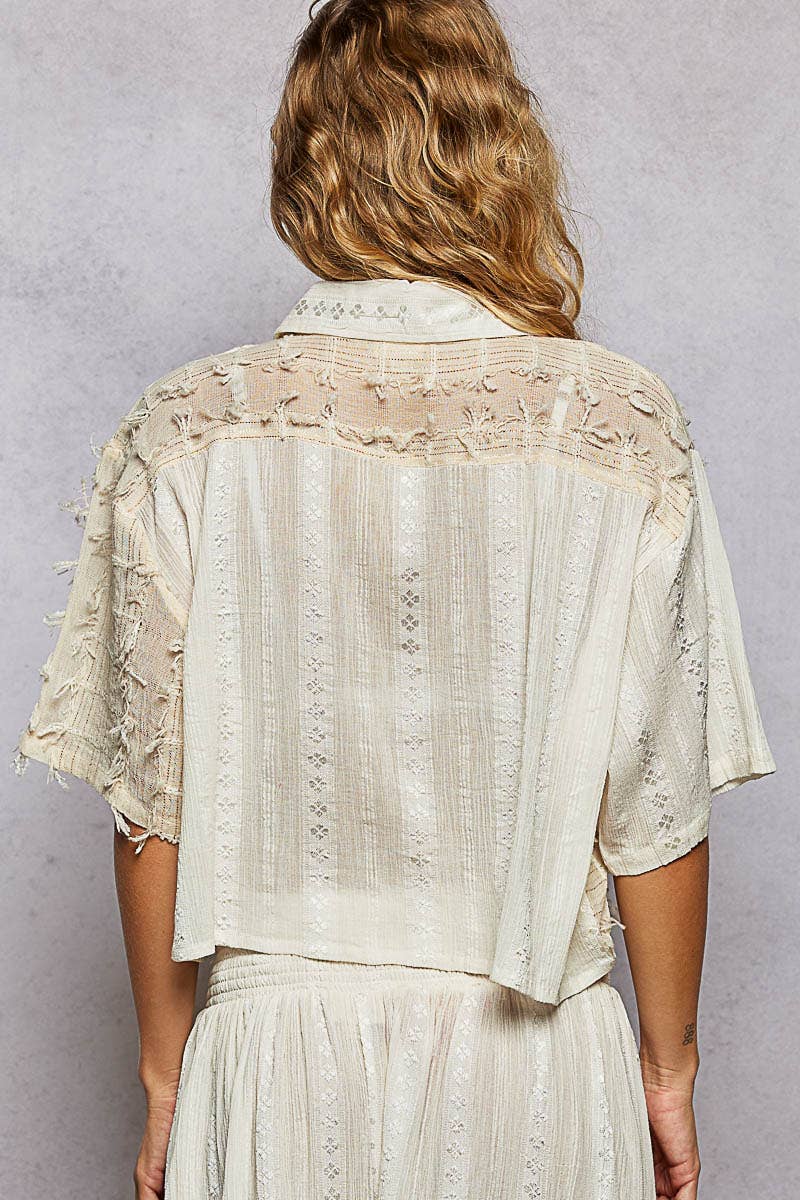POL Boho Woven Shell Beads Top