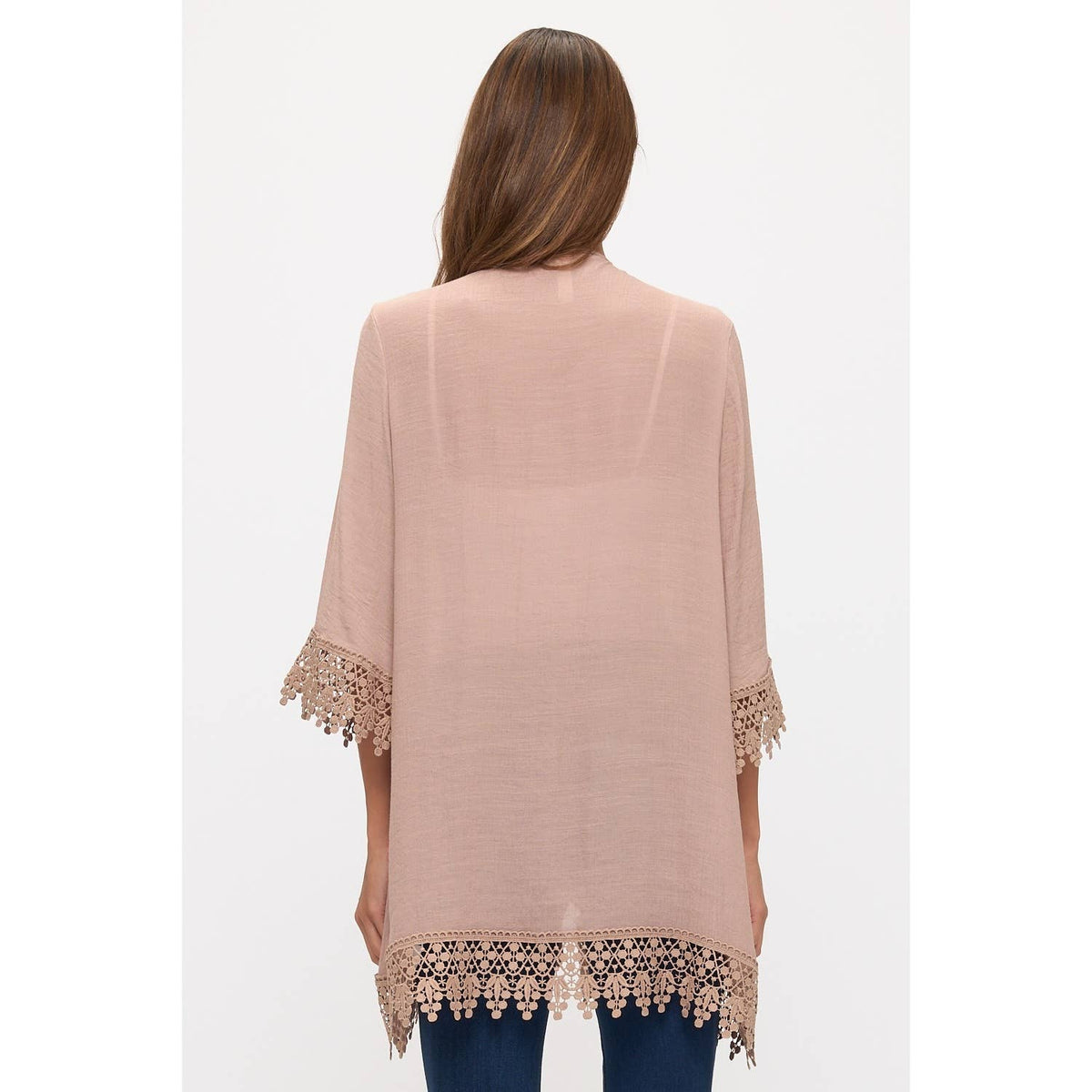 CROCHET LACE OPEN FRONT KIMONO