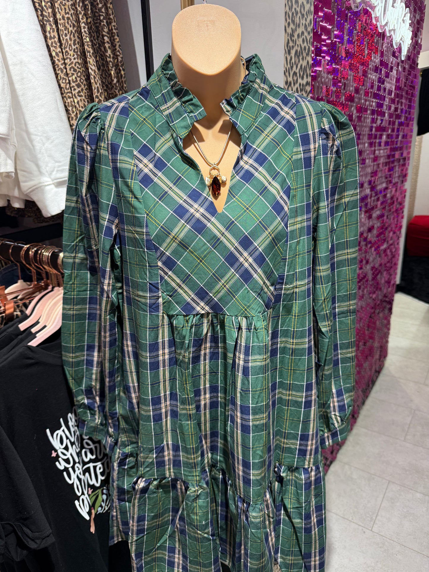 Green Plaid Christmas dress