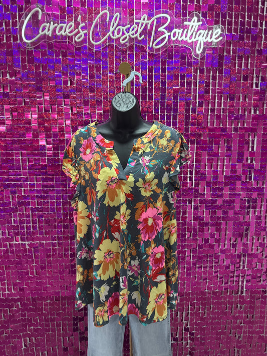 Dear Scarlett Wildflower Fields Flutter Top