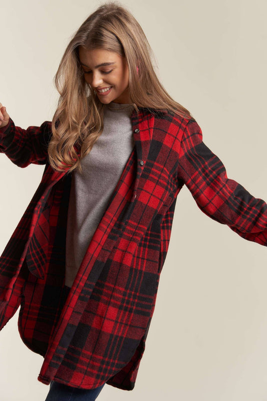 BUTTON DOWN FLANNEL SHACKET POCKETS