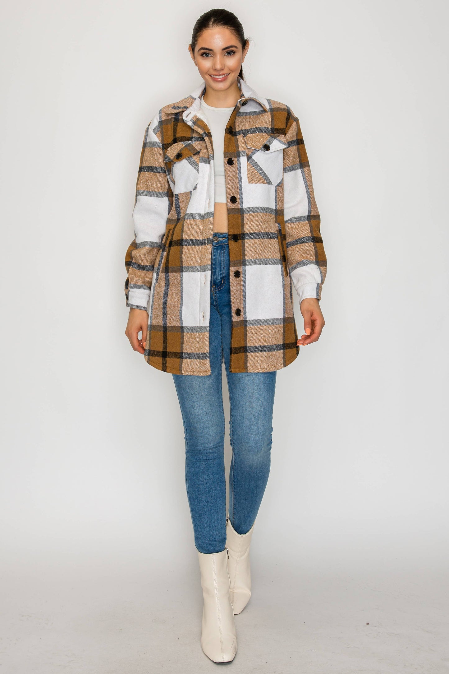 USA Plaid Sherpra Shacket