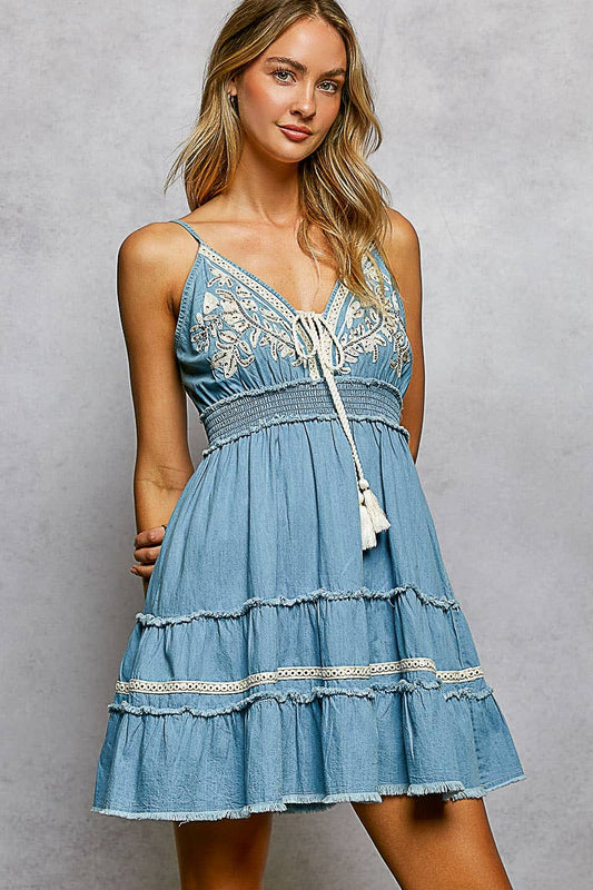 POL Vintage Denim Boho Dress