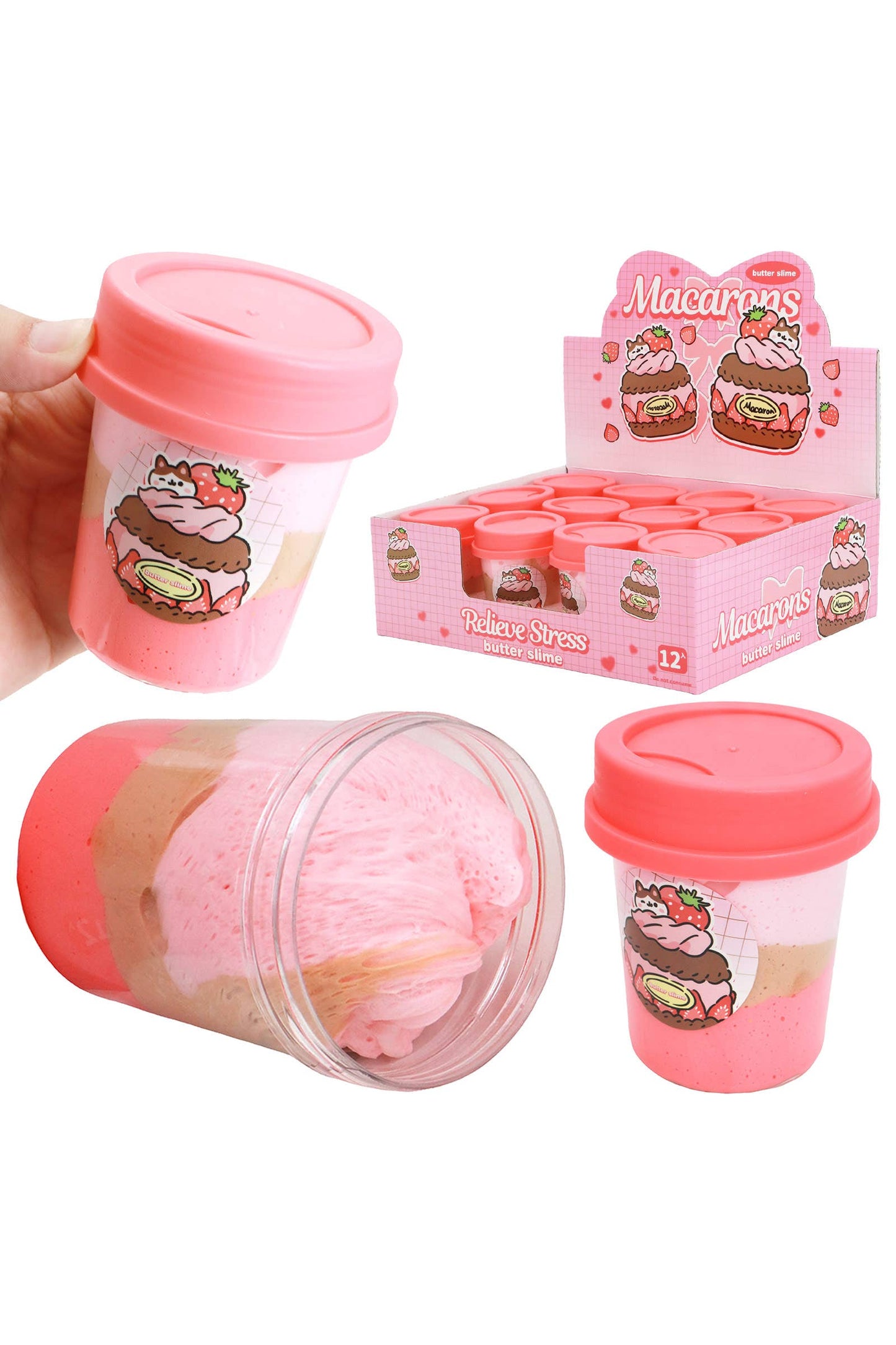 Three-Tone Matte Macaron Butter Slime Pink Beverage Cup Jar EST Arrival Mid Aug