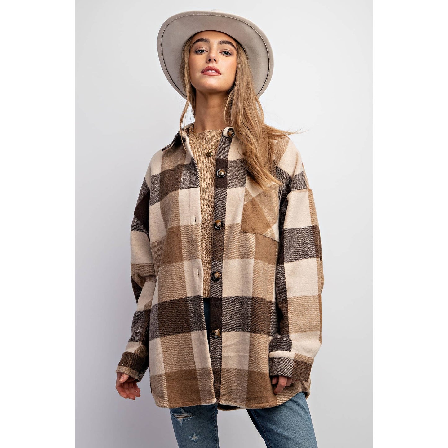 MUSTARD PLAID SHACKET