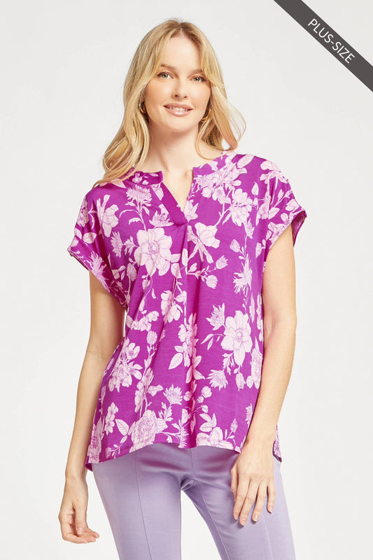 Curvy Purple Floral Dolman