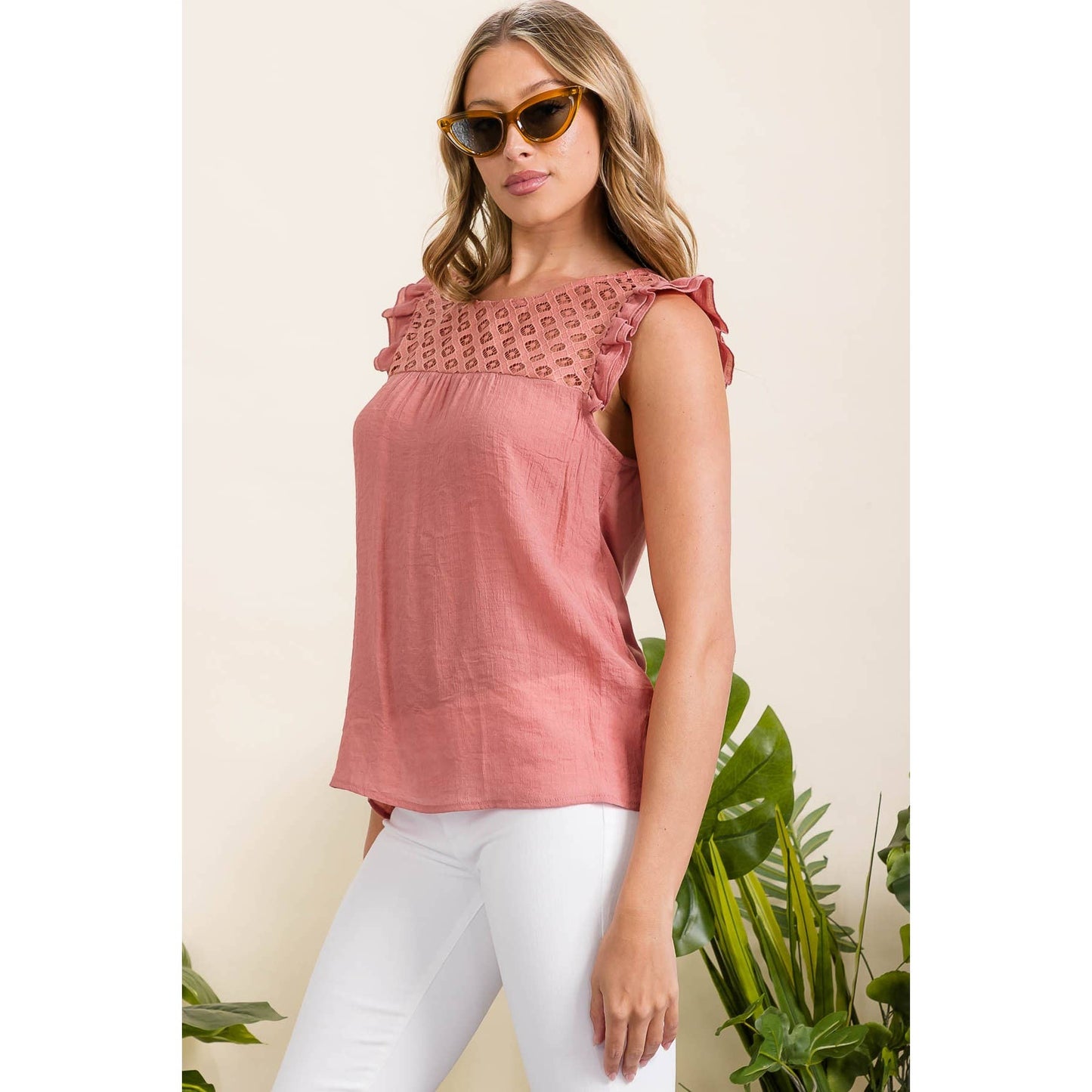 RUFFLE LACE TANK TOP