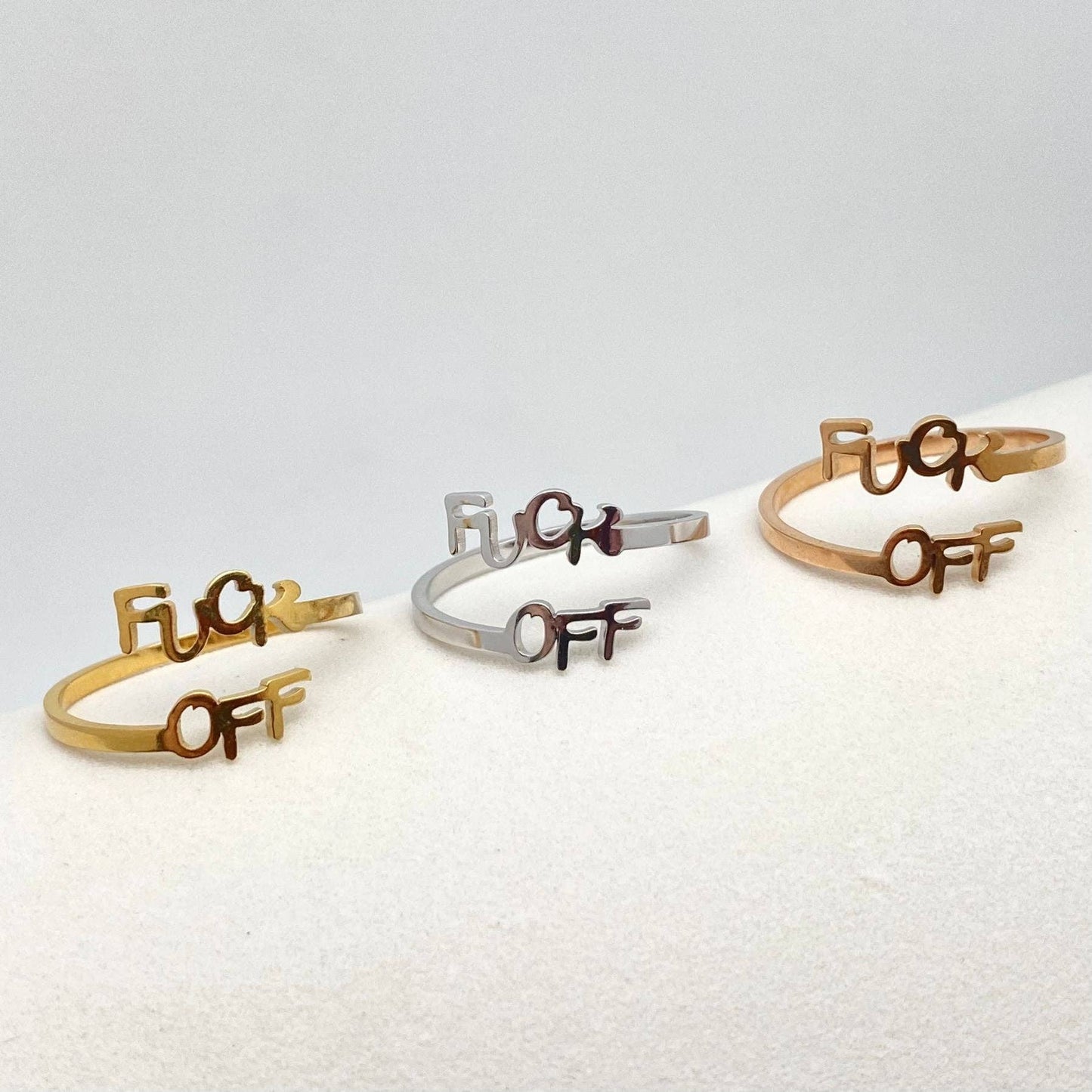 'Fuck OFF' Gold-plated Adjustable Ring
