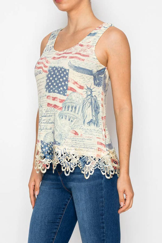 Origami Freedom Lace Trimmed Tank