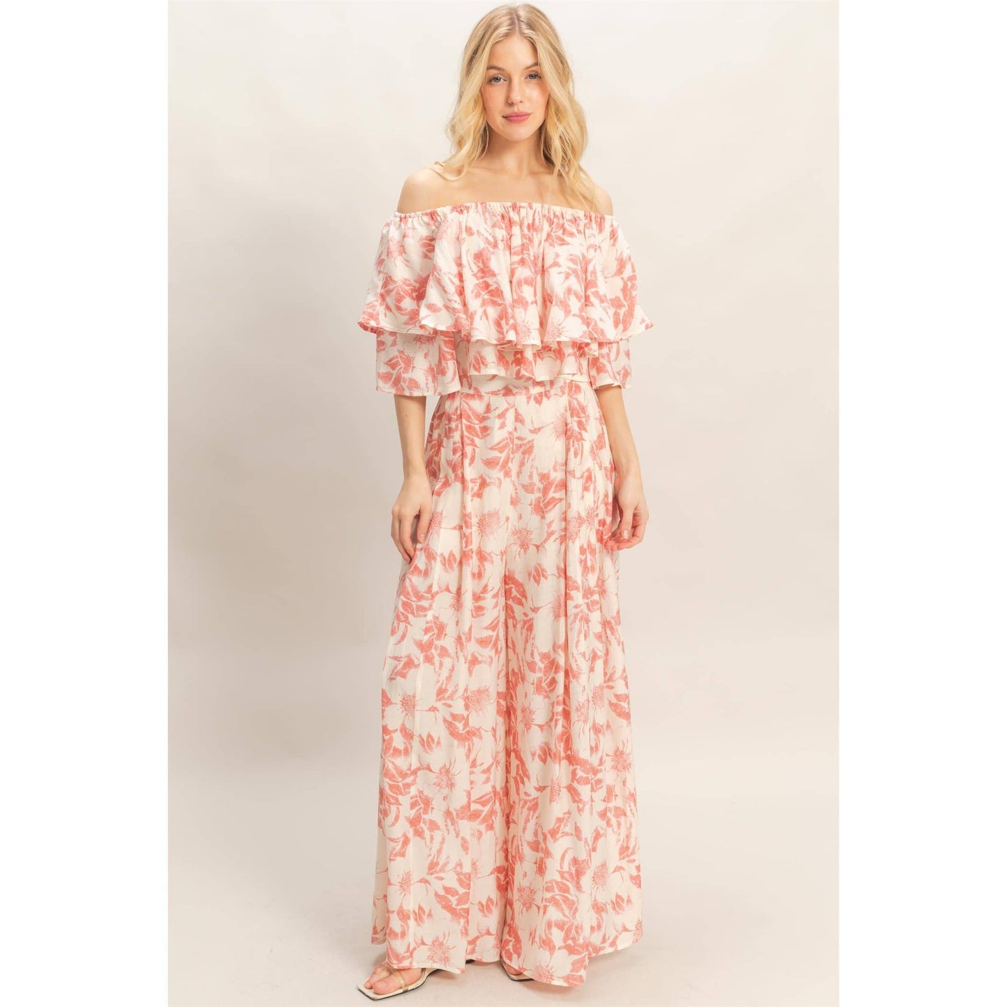 Floral Off-Shoulder Top & Pants Set