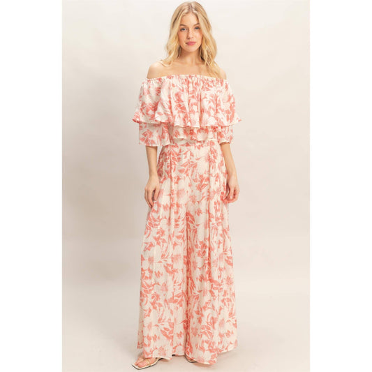Floral Off-Shoulder Top & Pants Set
