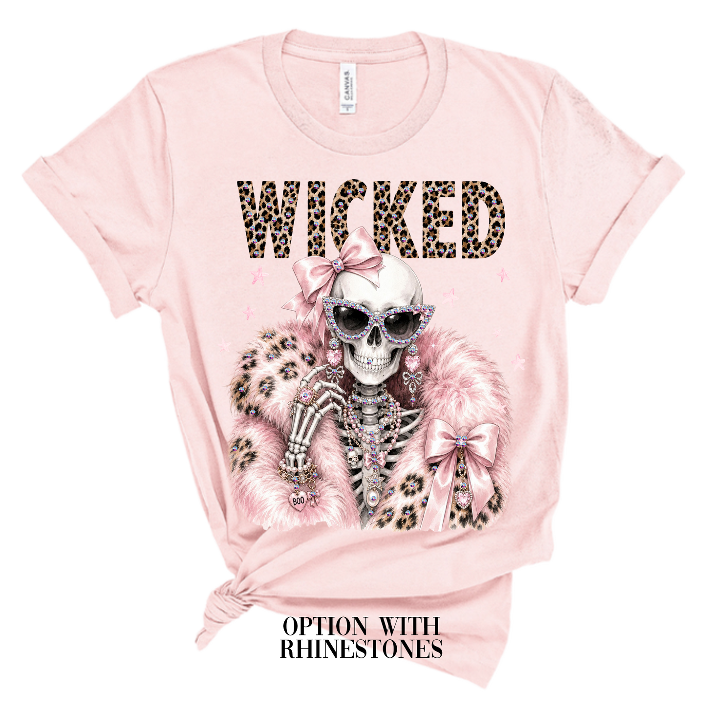 Wicked Skeleton Blingy Rhinestone CARAZY Graphic Tee