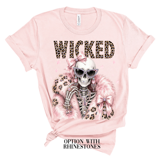 Wicked Skeleton Blingy Rhinestone CARAZY Graphic Tee