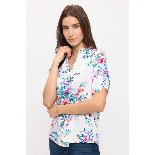 FLORAL RUFFLE WEAR TO WORK TOP