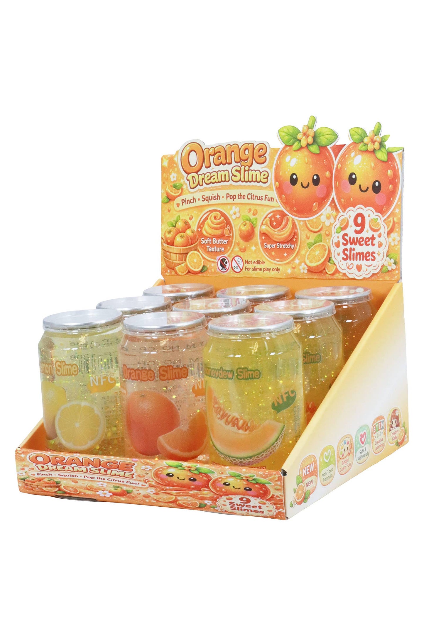 Sparkling Yellow Citrus Melon Fruit Soda Can Glitter Slime EST Arrival Mid Aug