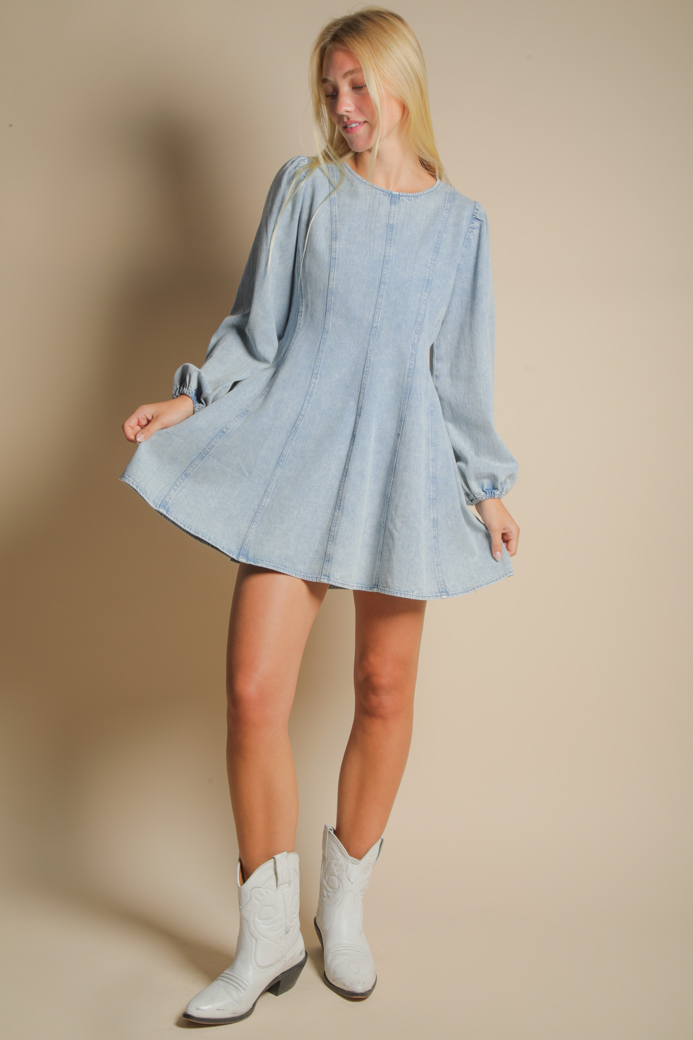 Very J Denim Jean Sleeve Dress