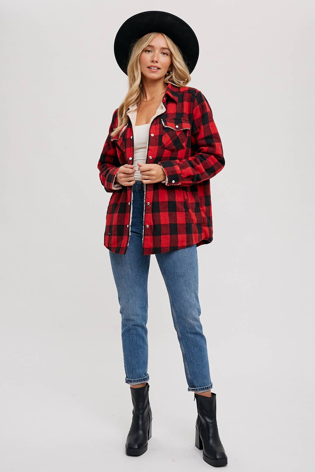 BUFFALO PLAID SHERPA-LINED SHACKET