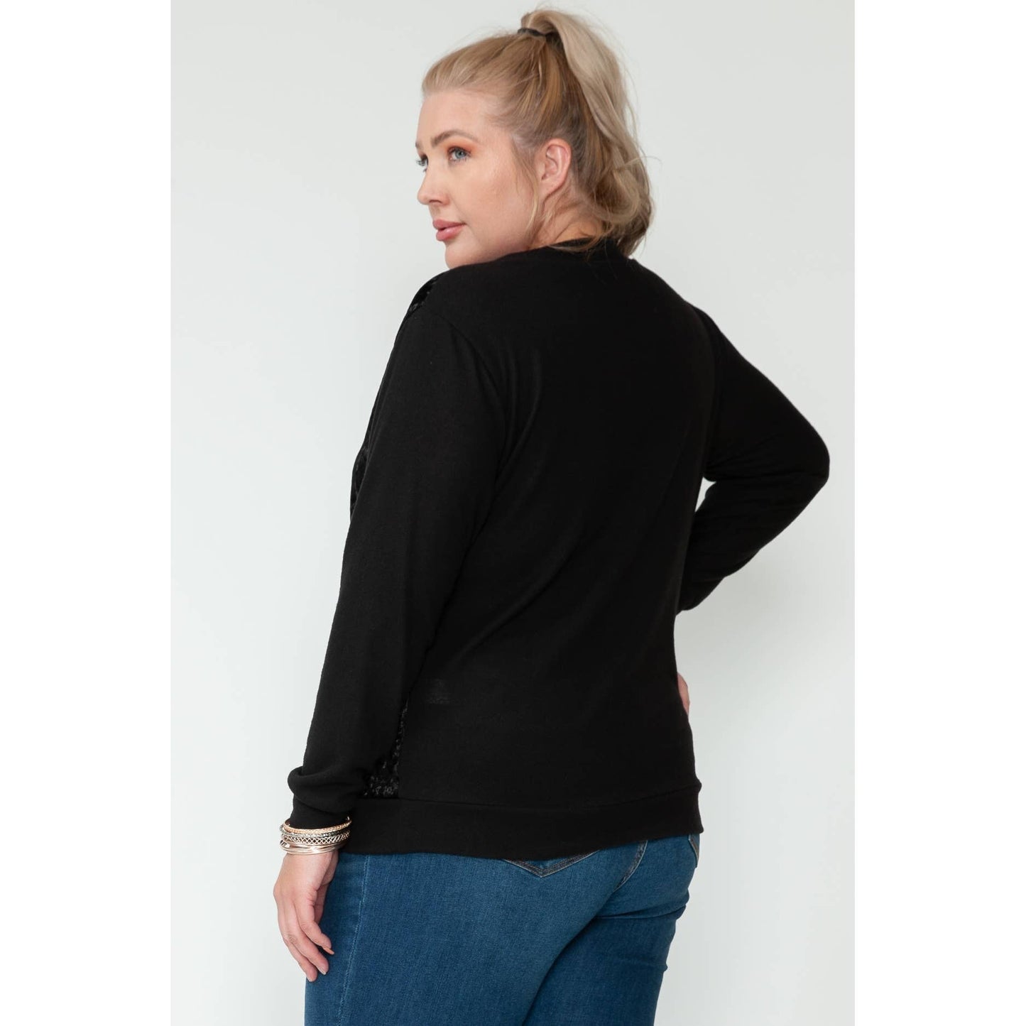 Plus Size Holiday Velour Long Sleeve Top