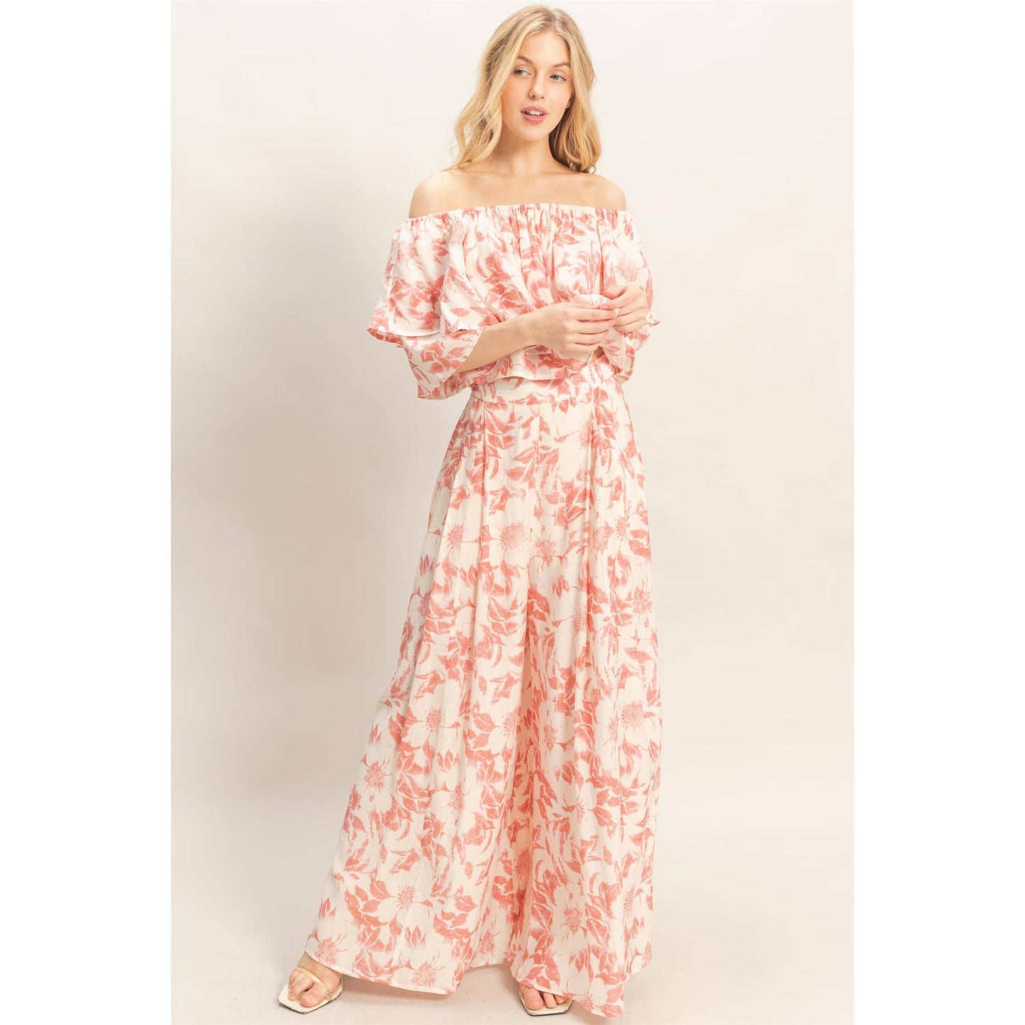 Floral Off-Shoulder Top & Pants Set