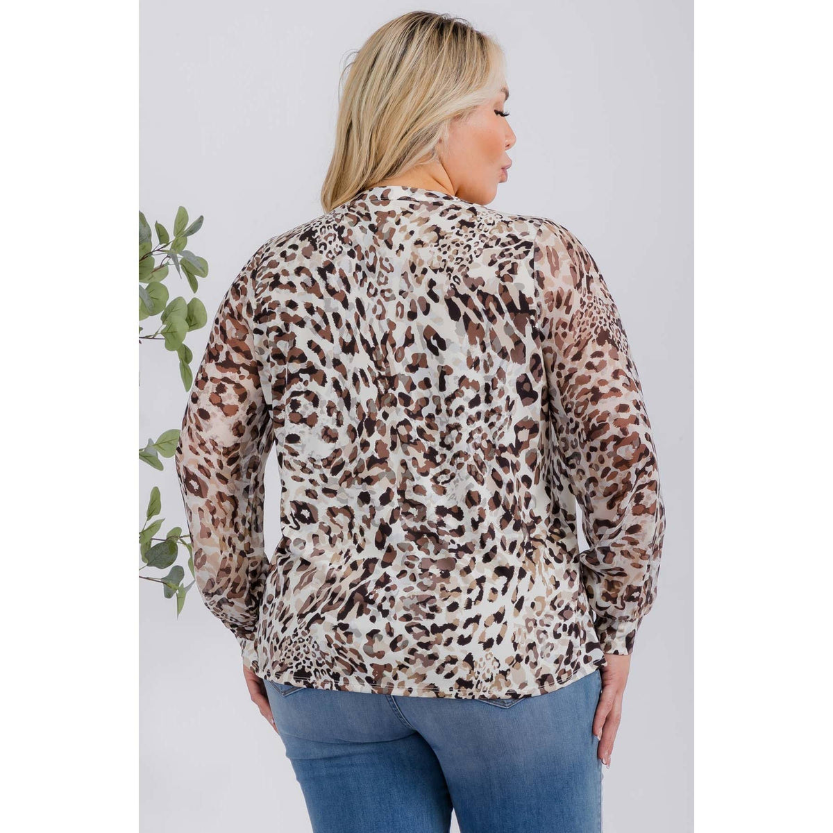 PLUS ANIMAL MIX MEDIA BUTTON DOWN SHIRT