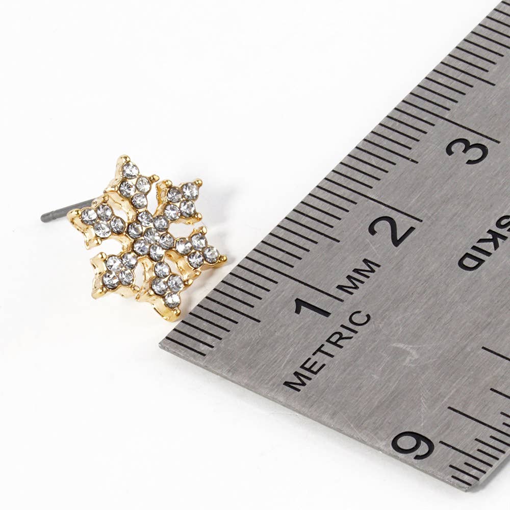 Crystal Paved Snowflake Stud Earrings