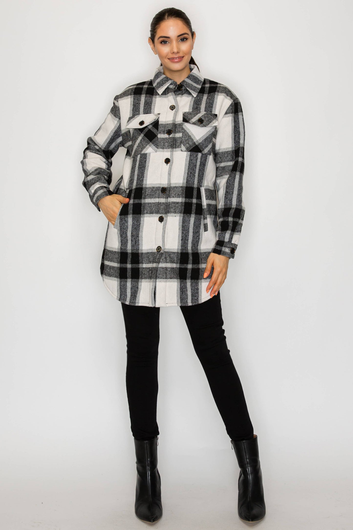 USA Plaid Sherpra Shacket