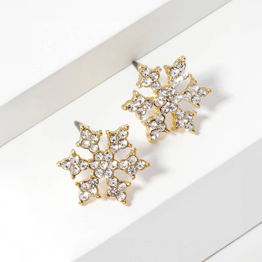 Crystal Paved Snowflake Stud Earrings