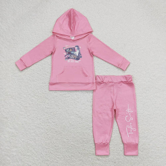 Baby Girls Pink Singer Hooded Top Pants Clothes Sets
