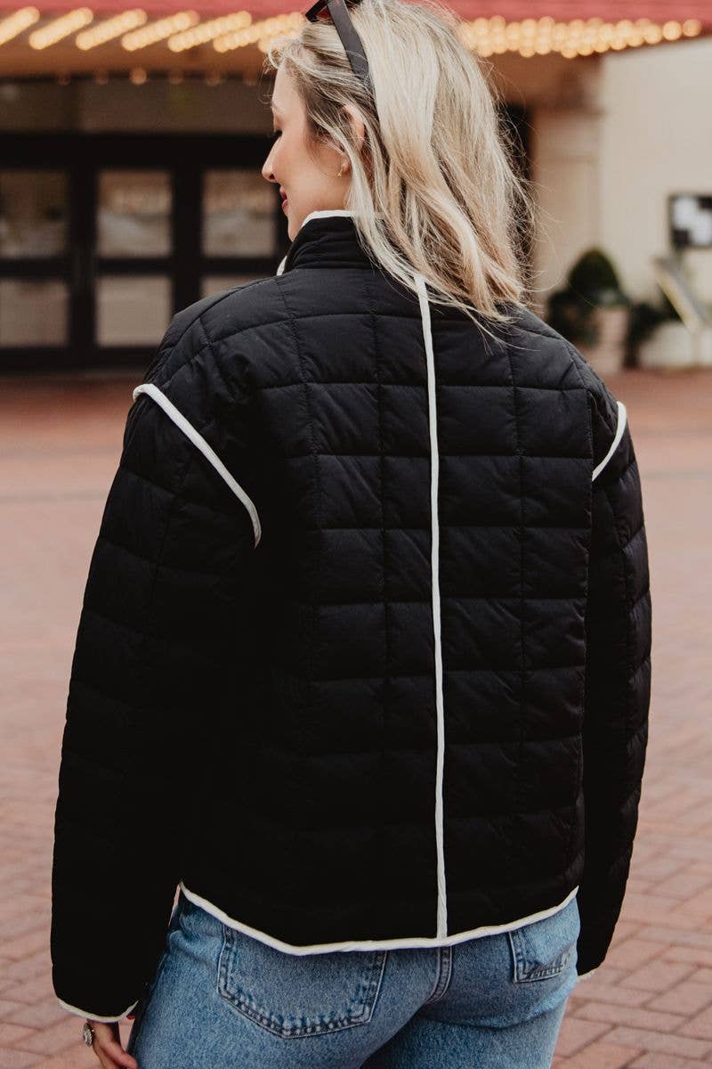 Black Quilted Trim Jacket Women's
