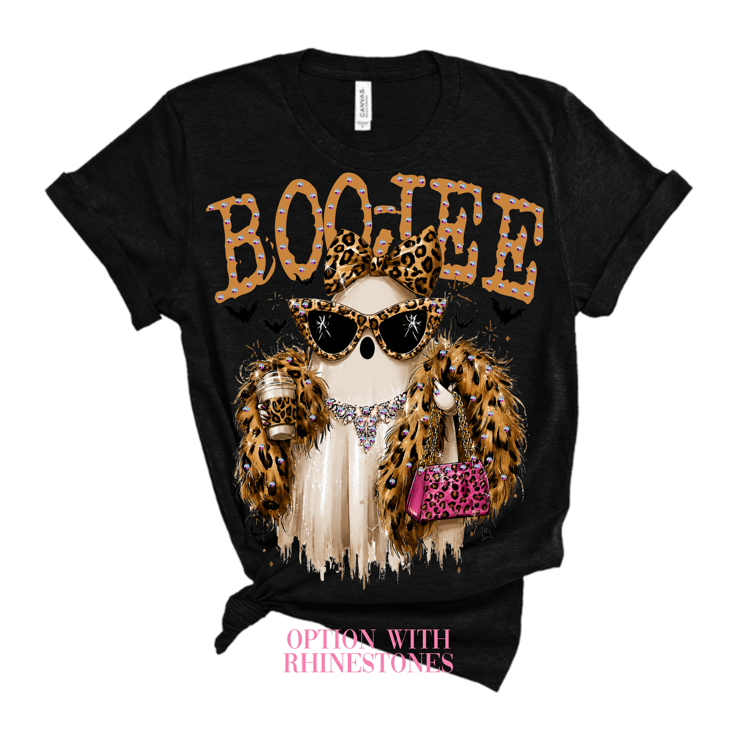 Boo-Jee Ghost Blingy Rhinestone CARAZY Graphic Tee