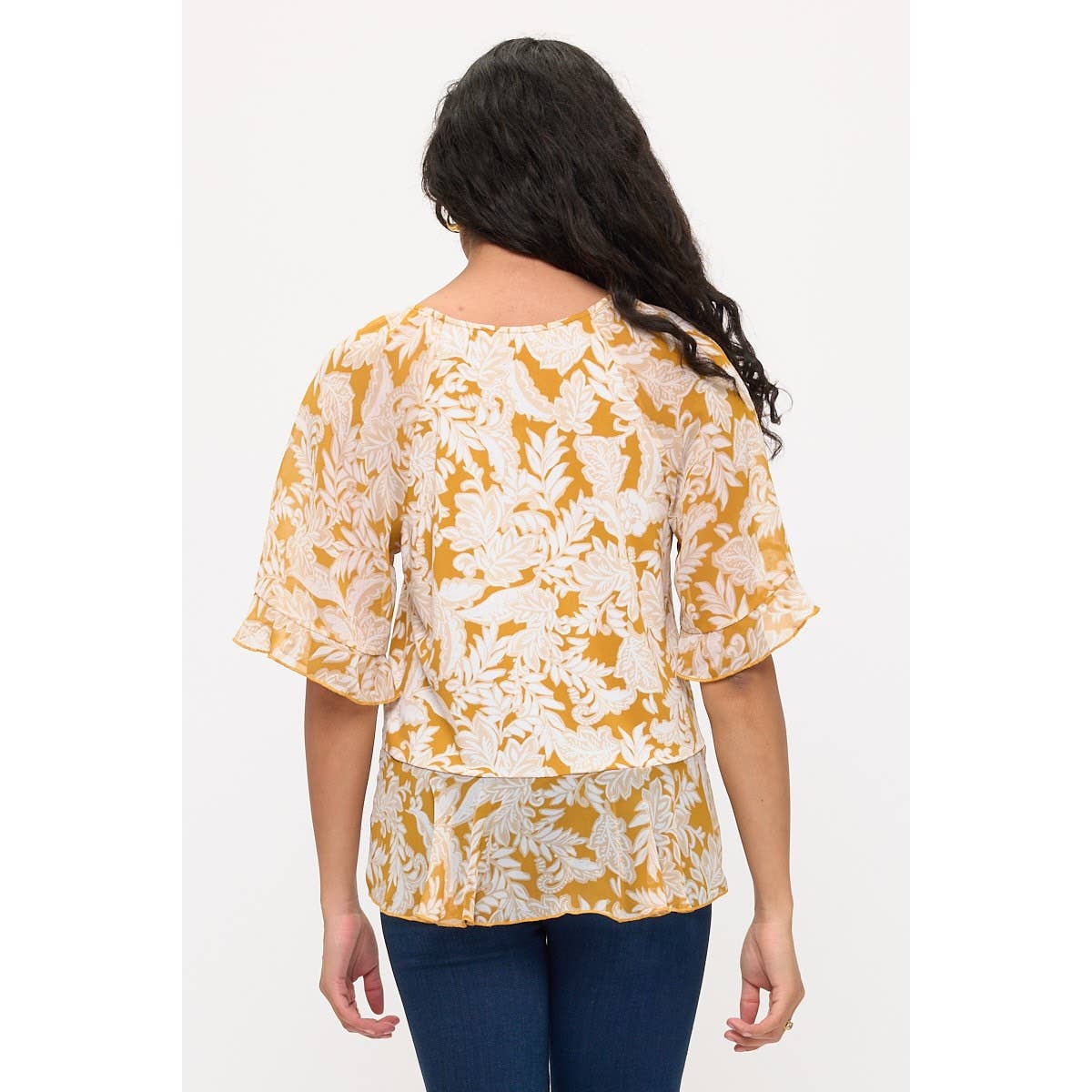 FLORAL PEPLUM ANGEL SLEEVE