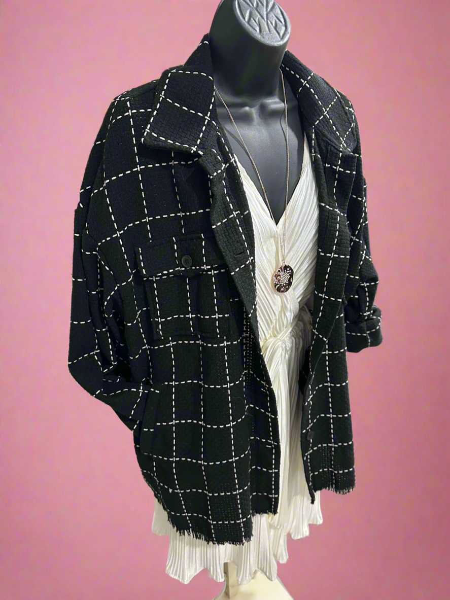 Black Plaid Tweed Jacket